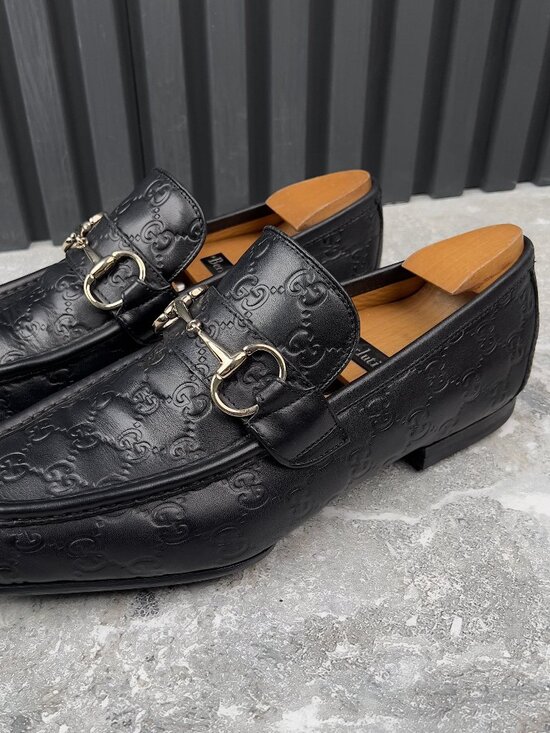 Gucci Tom Ford Era Loafers GG Monogram Embossed Black Leather 10 US or 43.5 EUR